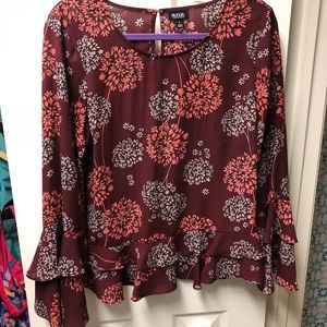 Floral top with bell sleeves